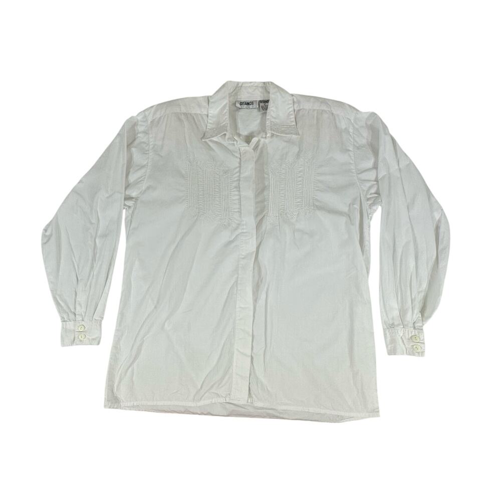 Gitano Vintage Button Up Blouse Size Large White … - image 8